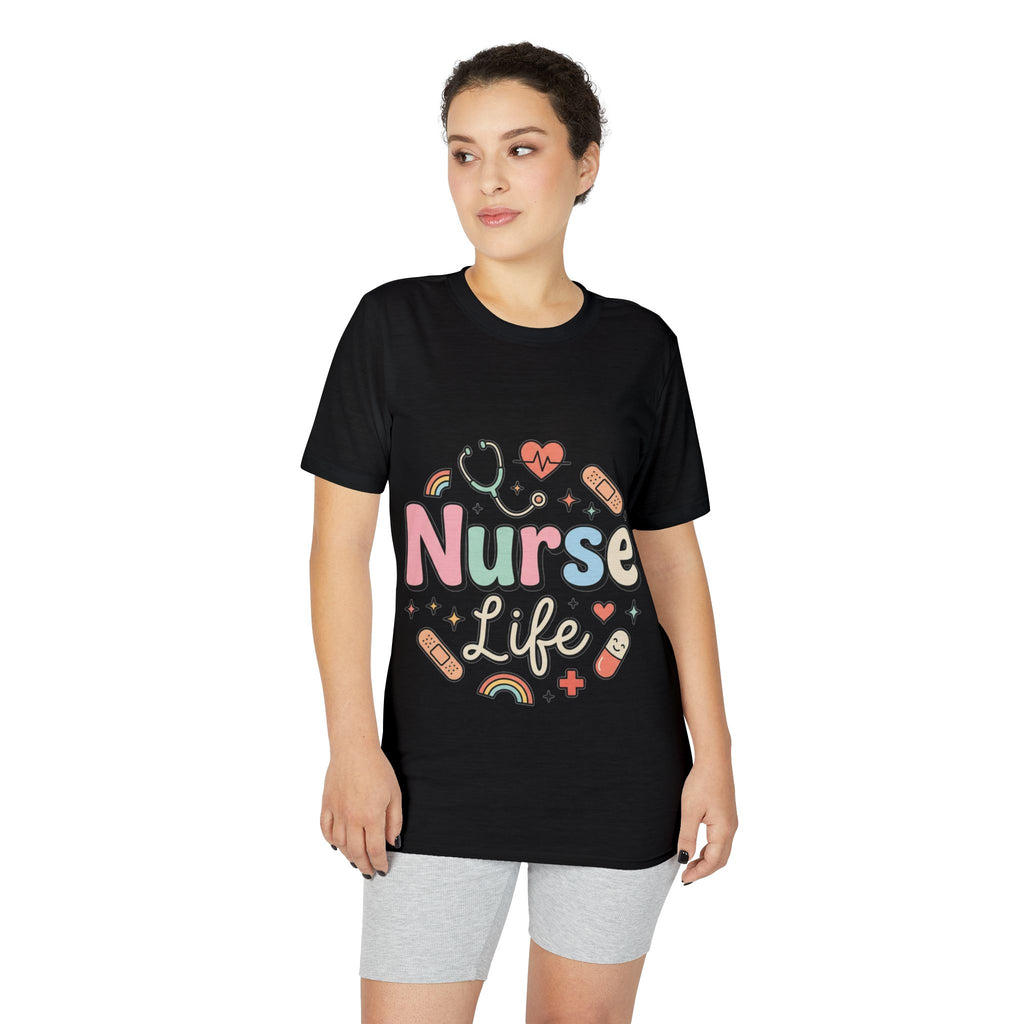 Nurse Life Graphic T-Shirt — Cute Medical Icons Tee for Nurses