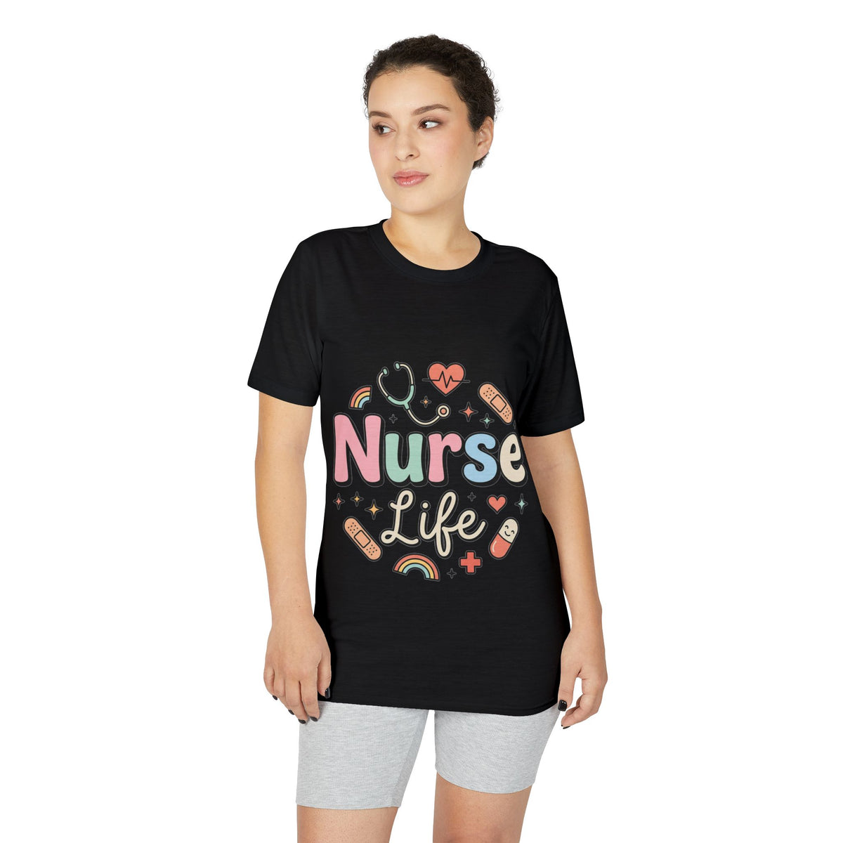 Nurse Life Graphic T-Shirt — Cute Medical Icons Tee for Nurses