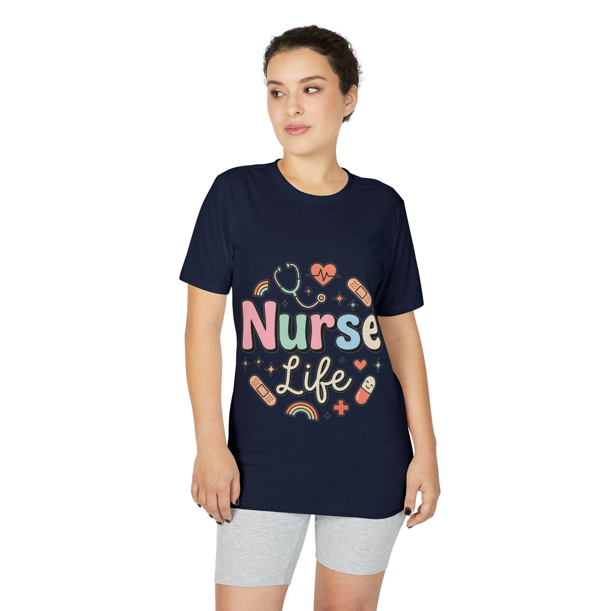 Nurse Life Graphic T-Shirt — Cute Medical Icons Tee for Nurses