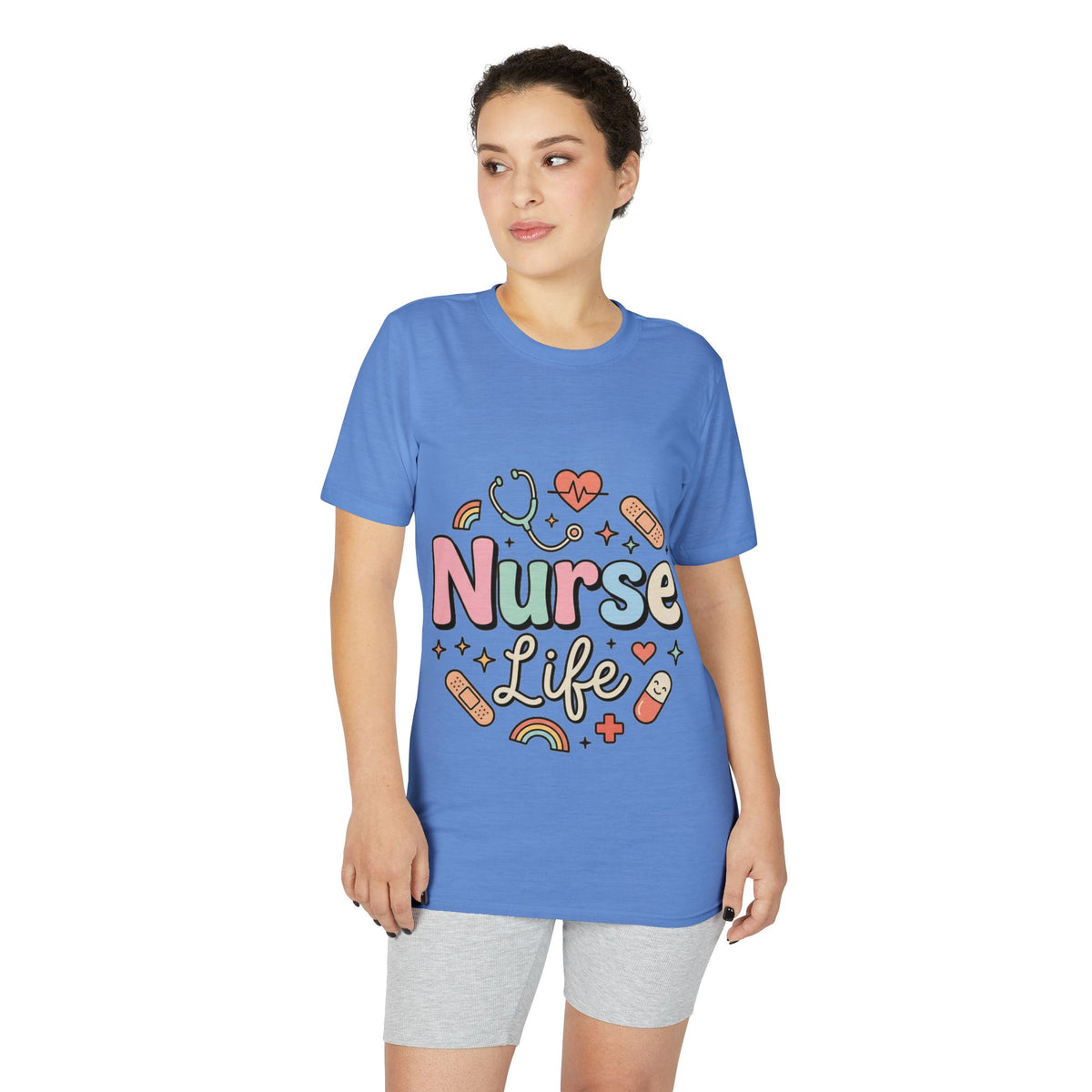 Nurse Life Graphic T-Shirt — Cute Medical Icons Tee for Nurses