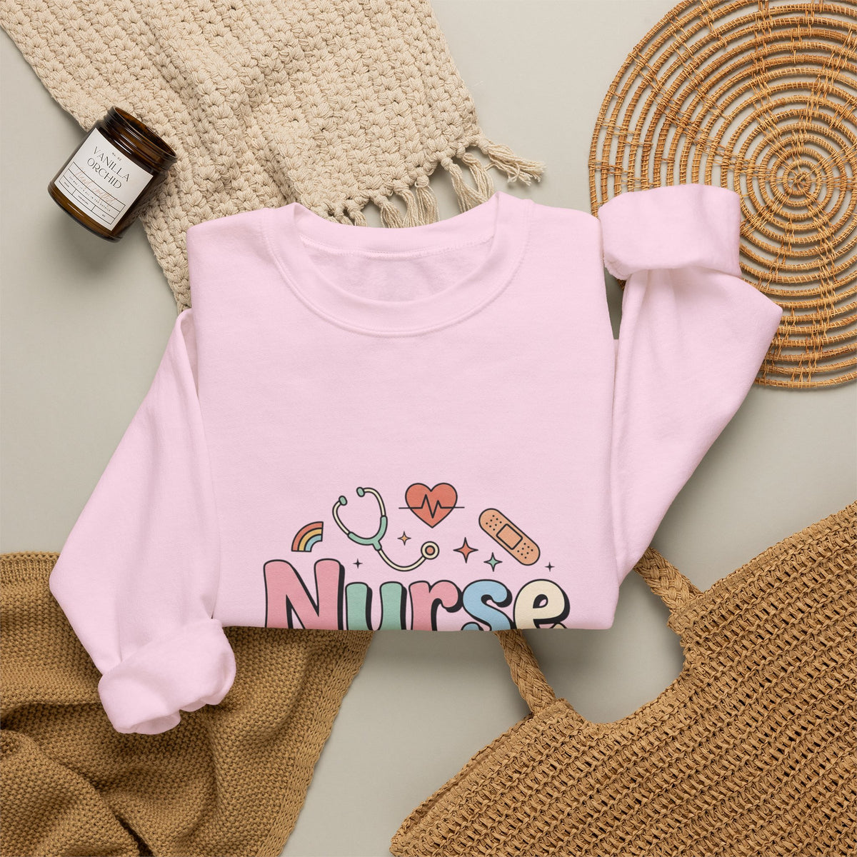 Nurse Life Crewneck Sweatshirt — Cute Pastel Nursing Graphic