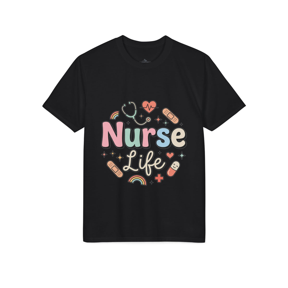 Nurse Life Graphic T-Shirt — Cute Medical Icons Tee for Nurses