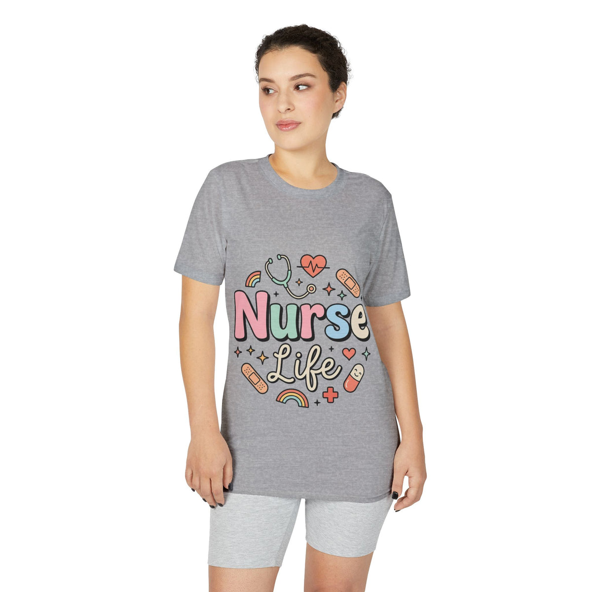 Nurse Life Graphic T-Shirt — Cute Medical Icons Tee for Nurses