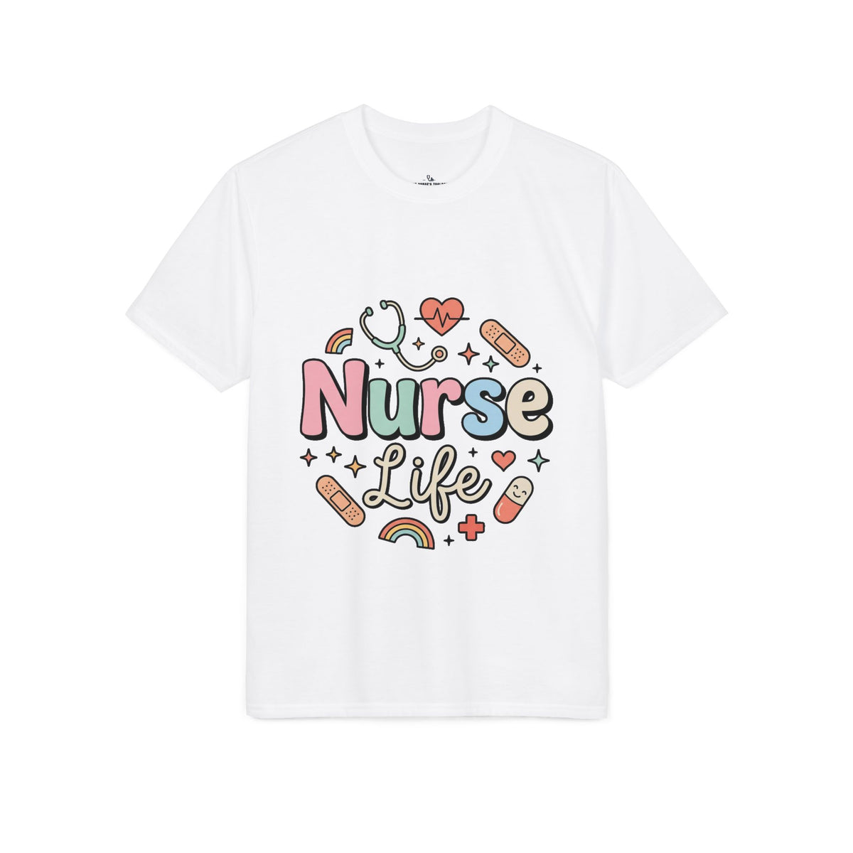 Nurse Life Graphic T-Shirt — Cute Medical Icons Tee for Nurses