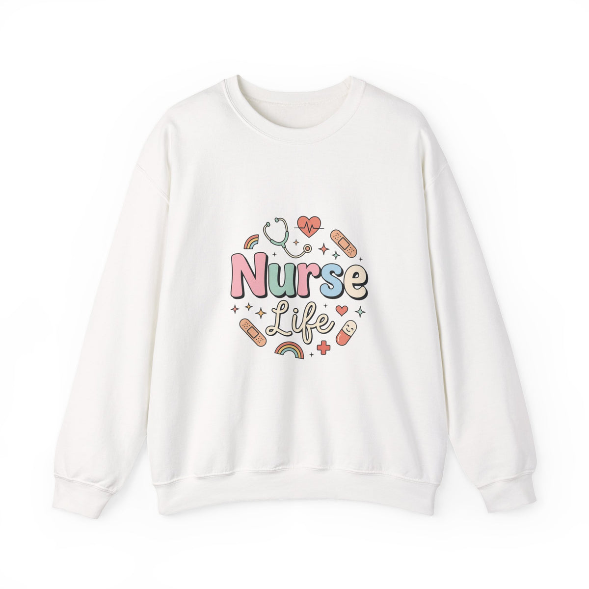 Nurse Life Crewneck Sweatshirt — Cute Pastel Nursing Graphic
