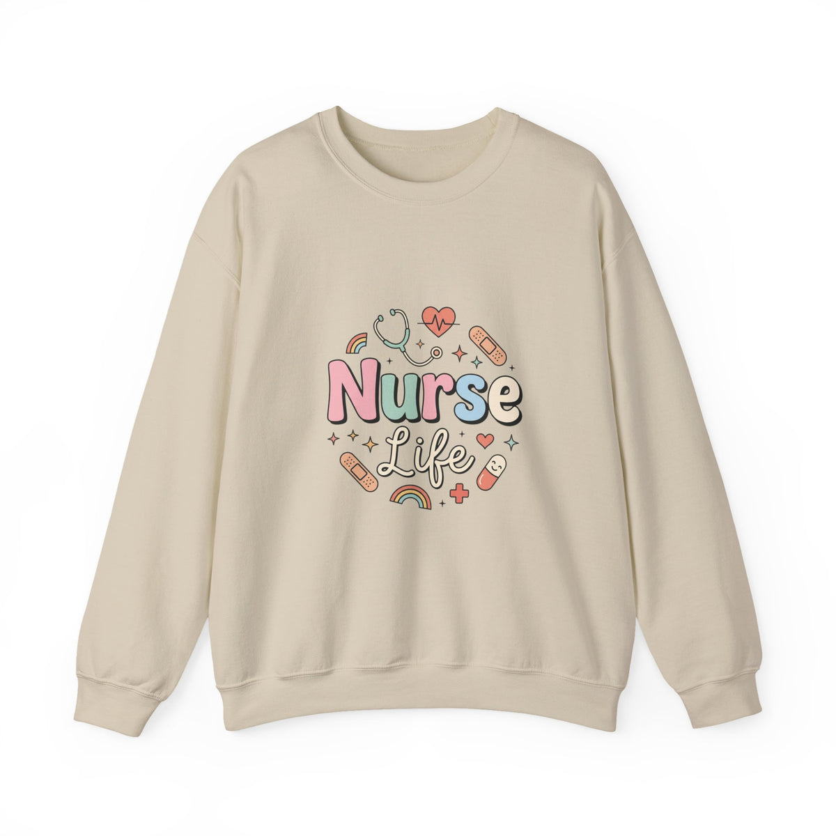 Nurse Life Crewneck Sweatshirt — Cute Pastel Nursing Graphic