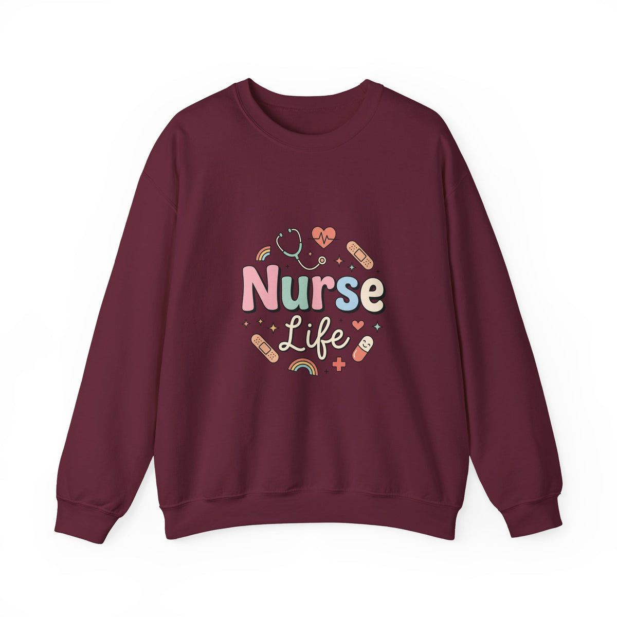 Nurse Life Crewneck Sweatshirt — Cute Pastel Nursing Graphic