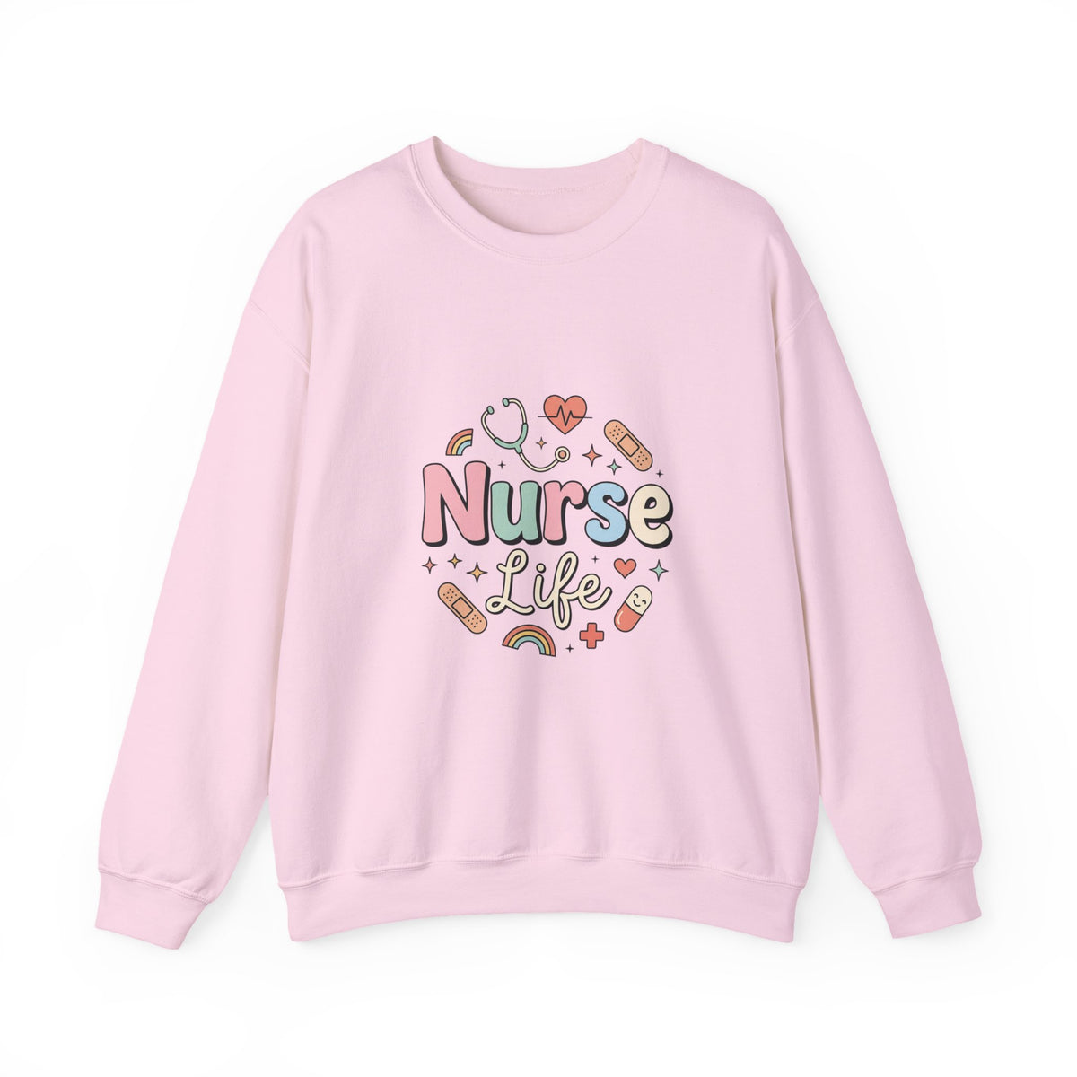 Nurse Life Crewneck Sweatshirt — Cute Pastel Nursing Graphic