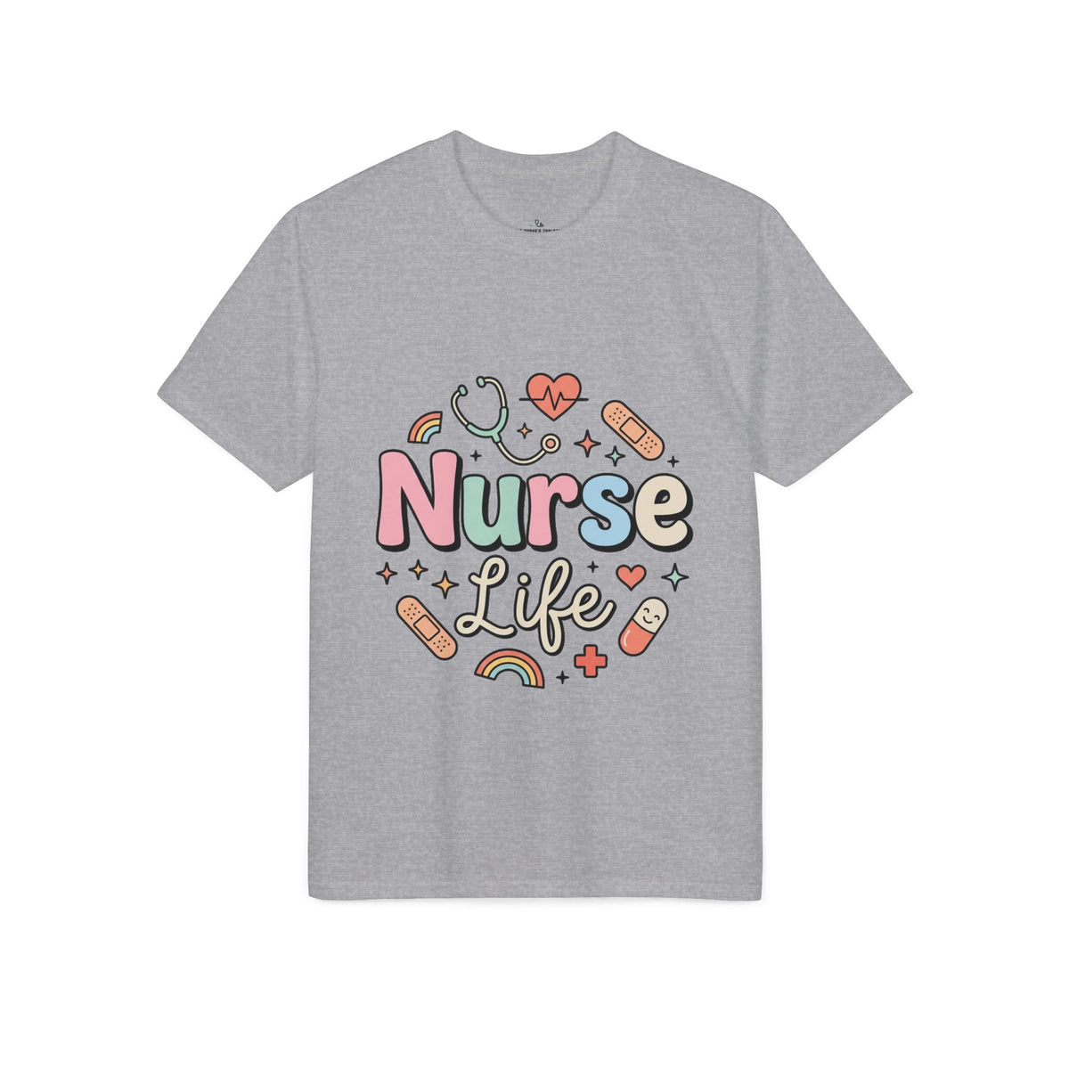 Nurse Life Graphic T-Shirt — Cute Medical Icons Tee for Nurses
