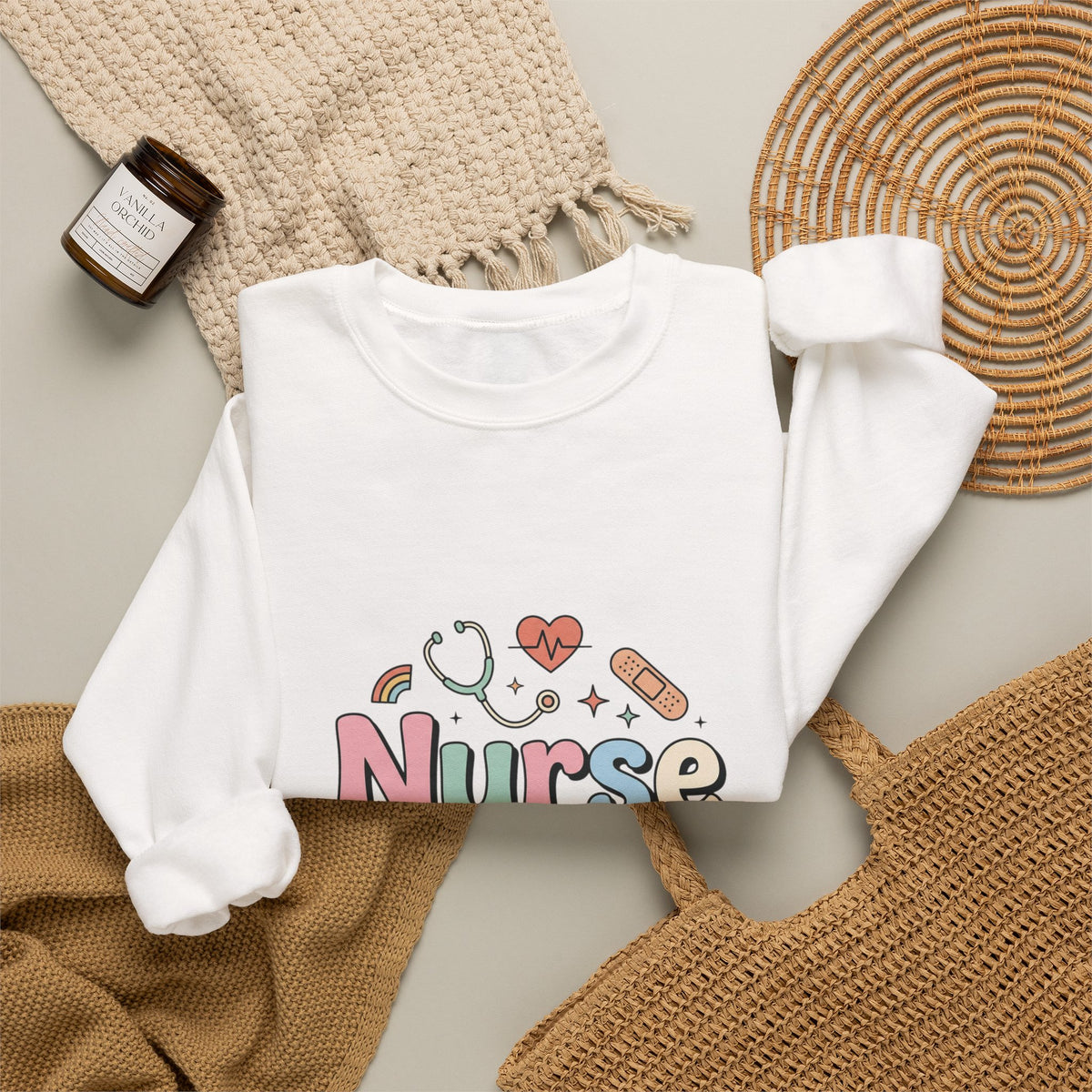 Nurse Life Crewneck Sweatshirt — Cute Pastel Nursing Graphic