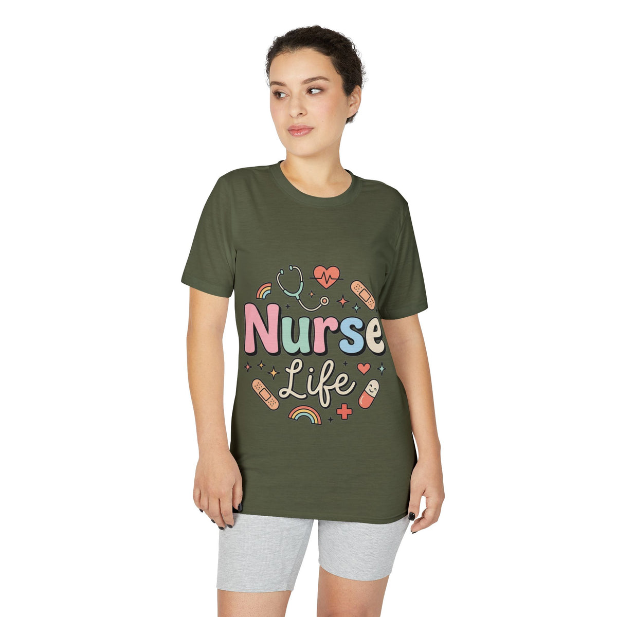 Nurse Life Graphic T-Shirt — Cute Medical Icons Tee for Nurses