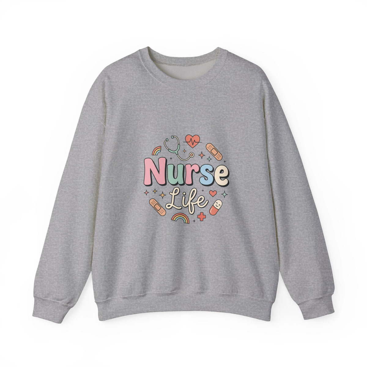 Nurse Life Crewneck Sweatshirt — Cute Pastel Nursing Graphic