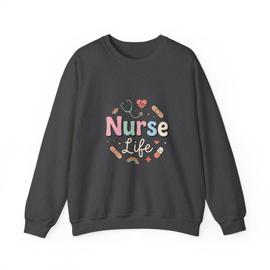 Nurse Life Crewneck Sweatshirt — Cute Pastel Nursing Graphic