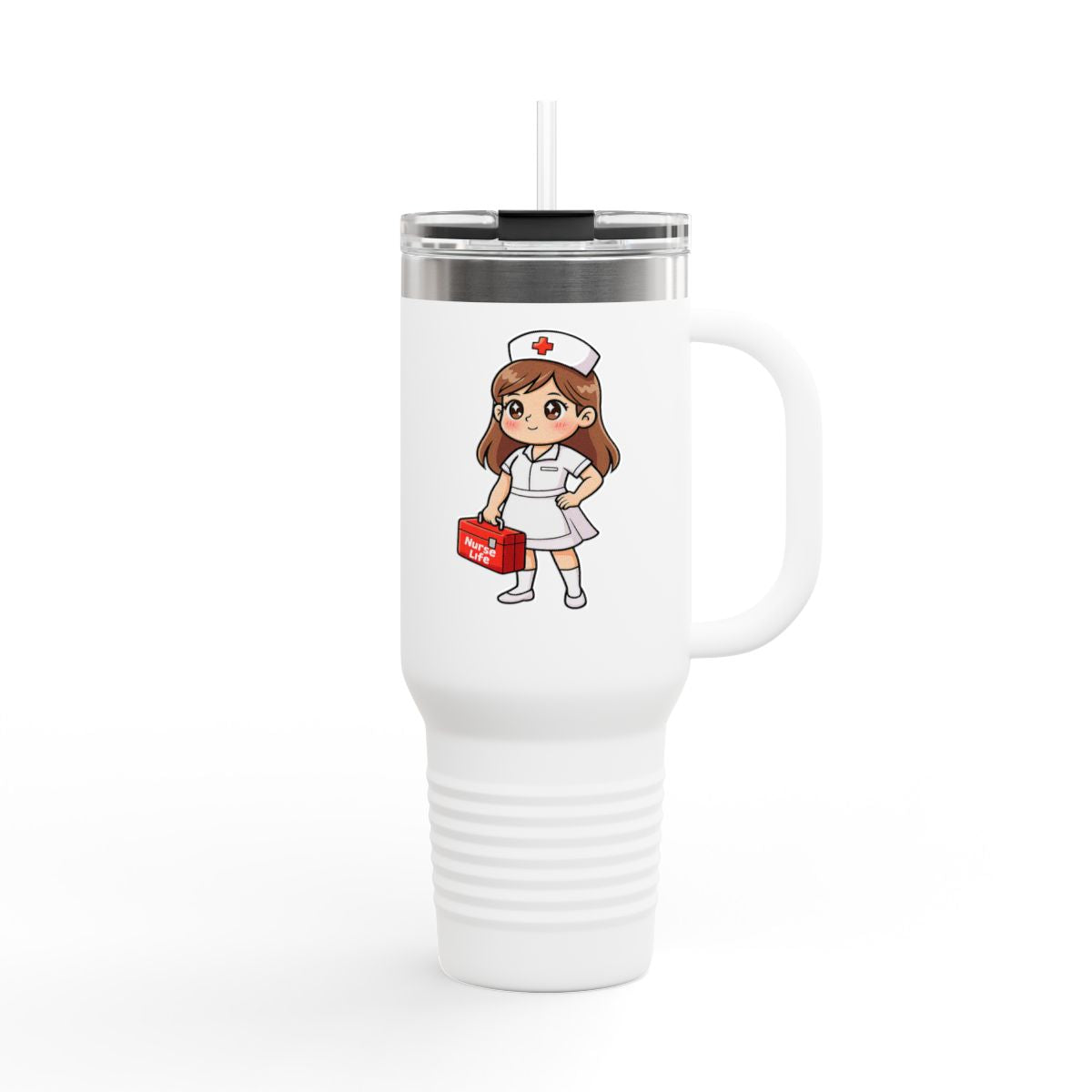 40oz Insulated Travel Mug - Cute Cartoon Nurse Design | Medical Gift for Nurses